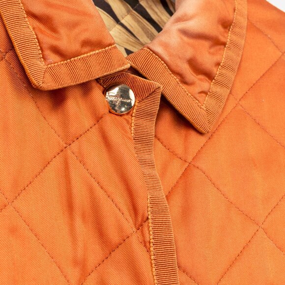 Salvatore Ferragamo Vintage 90's Orange Silk Quilted Coach Jacket - Picture 7 of 10